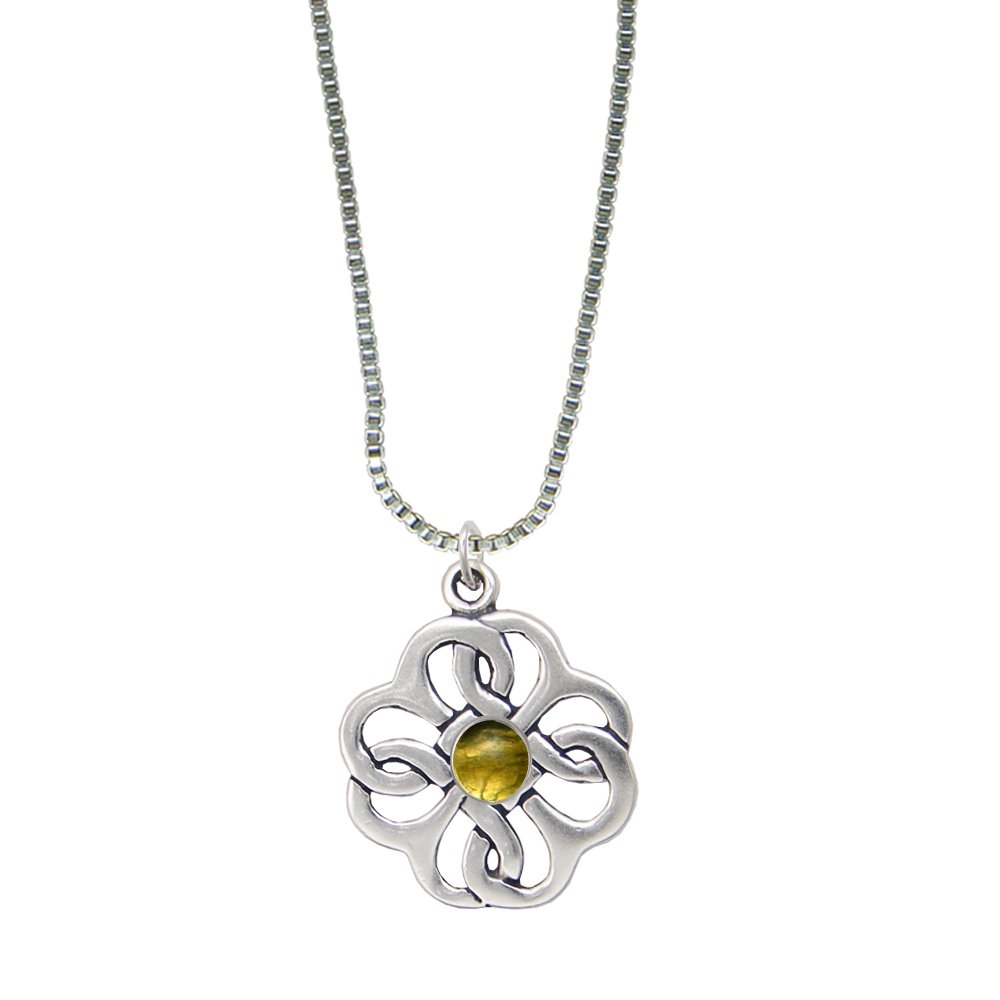 Sterling Silver Celtic Knot Flower Pendant Citrine